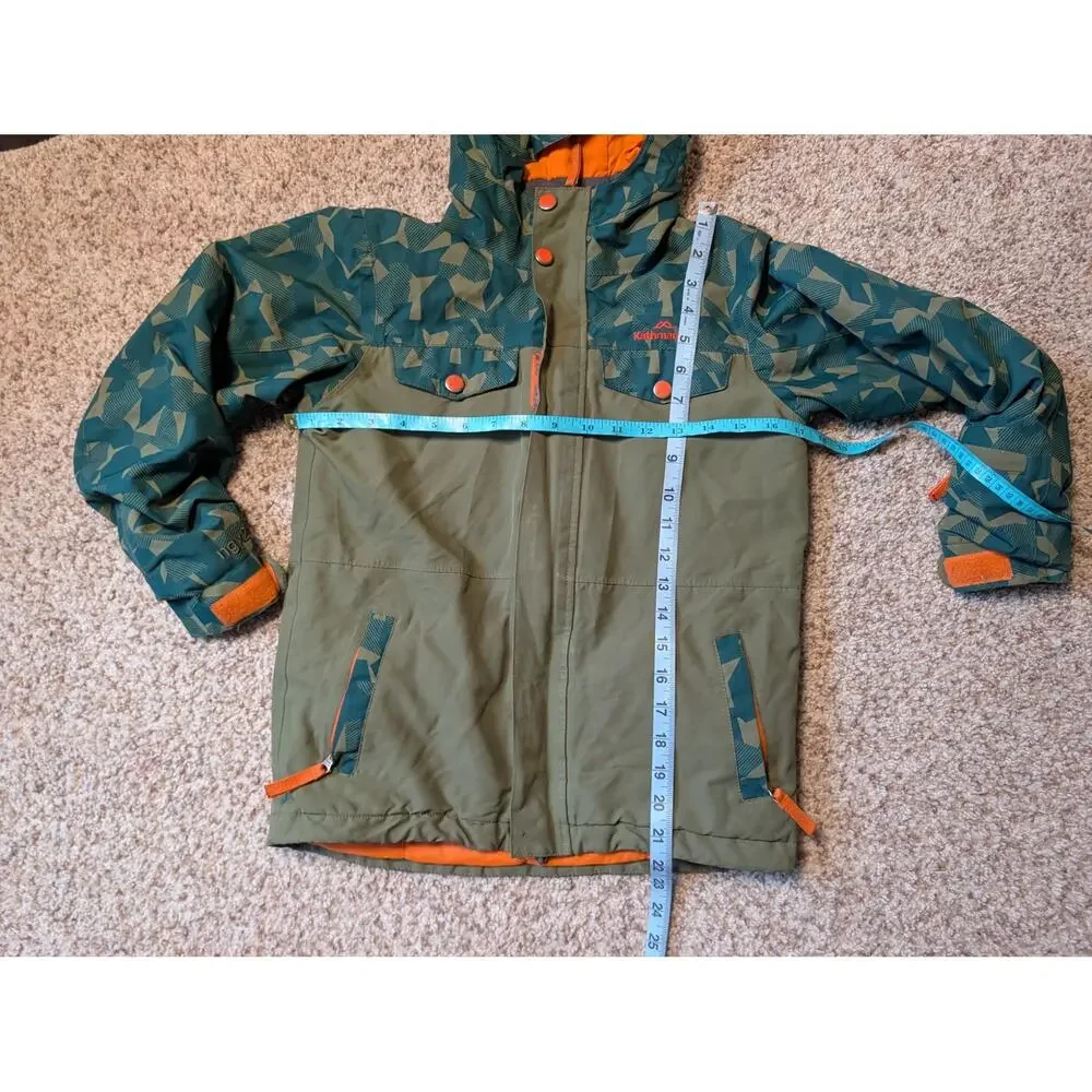 Kathmandu Boys ngx2 Waterproof Hooded Ski Jacket Green Orange Coat Size 8YRS